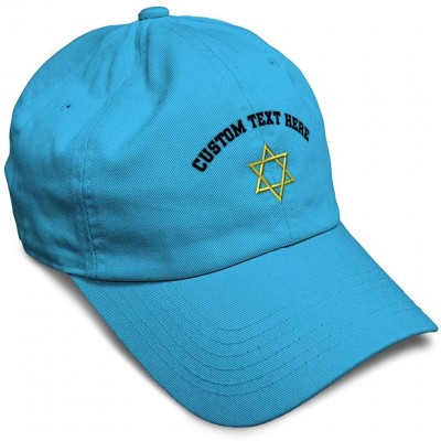 Baseball Caps Custom Soft Baseball Cap Star of David Jewish B Embroidery Twill Cotton - Aqua - CV18SHIW9AT $18.24