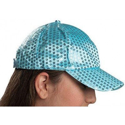 Baseball Caps Baseball Cap for Women - Sequin Hat- Adjustable Strap Ball Cap - Blue - CJ180Q7KIH9 $10.18