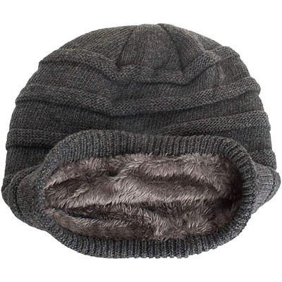 Skullies & Beanies Men Winter Skull Cap Beanie Large Knit Hat with Thick Fleece Lined Daily - I - Black - CC18ZD6OKNE $14.66