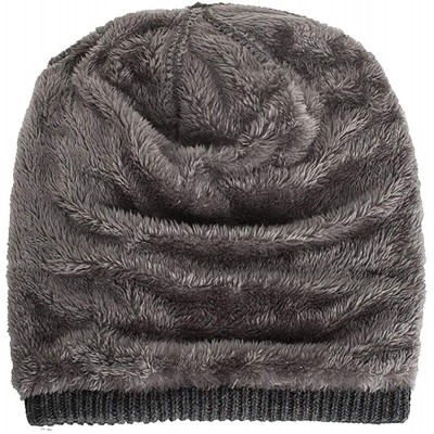 Skullies & Beanies Men Winter Skull Cap Beanie Large Knit Hat with Thick Fleece Lined Daily - I - Black - CC18ZD6OKNE $14.66