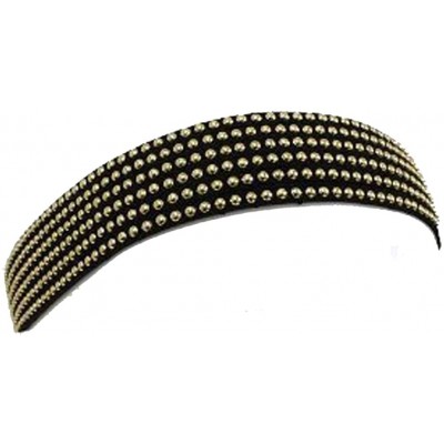 Headbands Fashion Jewelry ~ Black Goldtone Studs Stretch Head Band (Style Hair 035f 16) - C011GFJRY6Z $12.49