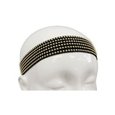 Headbands Fashion Jewelry ~ Black Goldtone Studs Stretch Head Band (Style Hair 035f 16) - C011GFJRY6Z $12.49