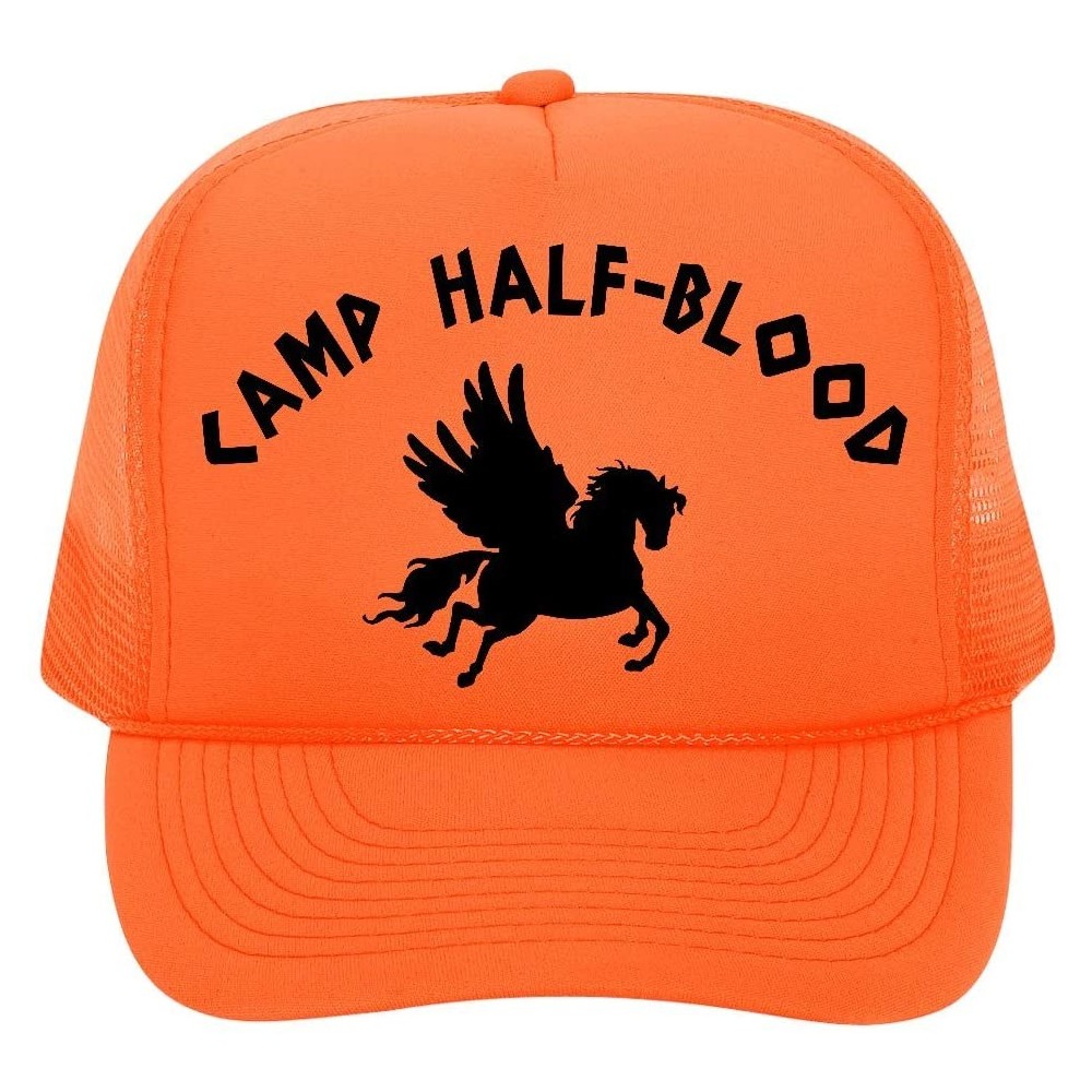 Baseball Caps Camp Half-Blood Polyester Foam Front Mesh Back Trucker Hat Camp HalfBlood Halloween Costume (Bright Orange) - C...
