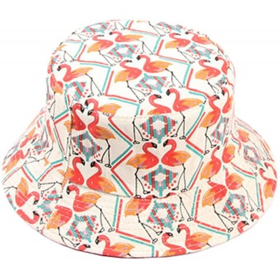 Bucket Hats Flamingo Bucket-Hat Sun Protection Fishing-Reversible Summer Outdoor - Flamingo Beige - CL18T49XQ9Y $13.42