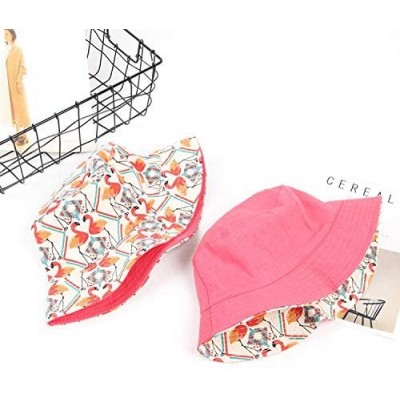 Bucket Hats Flamingo Bucket-Hat Sun Protection Fishing-Reversible Summer Outdoor - Flamingo Beige - CL18T49XQ9Y $13.42