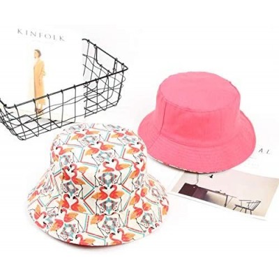 Bucket Hats Flamingo Bucket-Hat Sun Protection Fishing-Reversible Summer Outdoor - Flamingo Beige - CL18T49XQ9Y $13.42