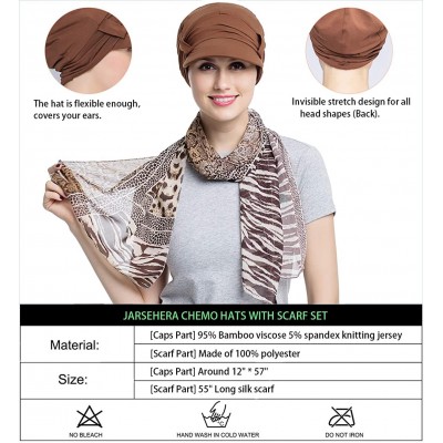 Newsboy Caps Chemo Hats for Women Bamboo Cotton Lined Newsboy Caps with Scarf Double Loop Headwear for Cancer Hair Loss - CR1...