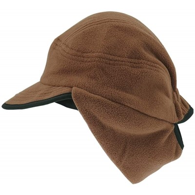 Skullies & Beanies Winter Warm Skull Cap with Earflap Outdoor Windproof Fleece Visor Hat - Brown - CS12O4YV4IX $15.19