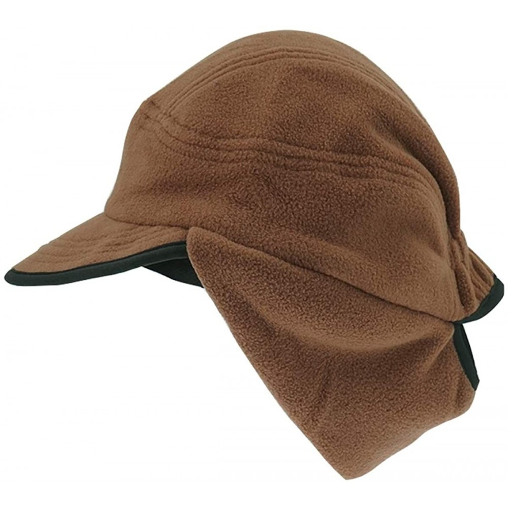 Skullies & Beanies Winter Warm Skull Cap with Earflap Outdoor Windproof Fleece Visor Hat - Brown - CS12O4YV4IX $15.19