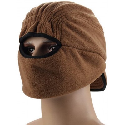 Skullies & Beanies Winter Warm Skull Cap with Earflap Outdoor Windproof Fleece Visor Hat - Brown - CS12O4YV4IX $15.19