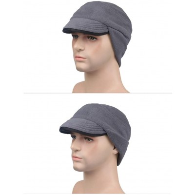 Skullies & Beanies Winter Warm Skull Cap with Earflap Outdoor Windproof Fleece Visor Hat - Brown - CS12O4YV4IX $15.19