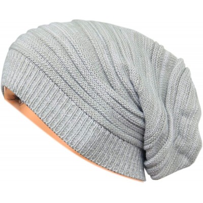 Skullies & Beanies Unisex Beanie Hat Slouchy Knit Cap Skullcap Stripe Baggy Style 1017 - White - CI128ZOVVL1 $8.15