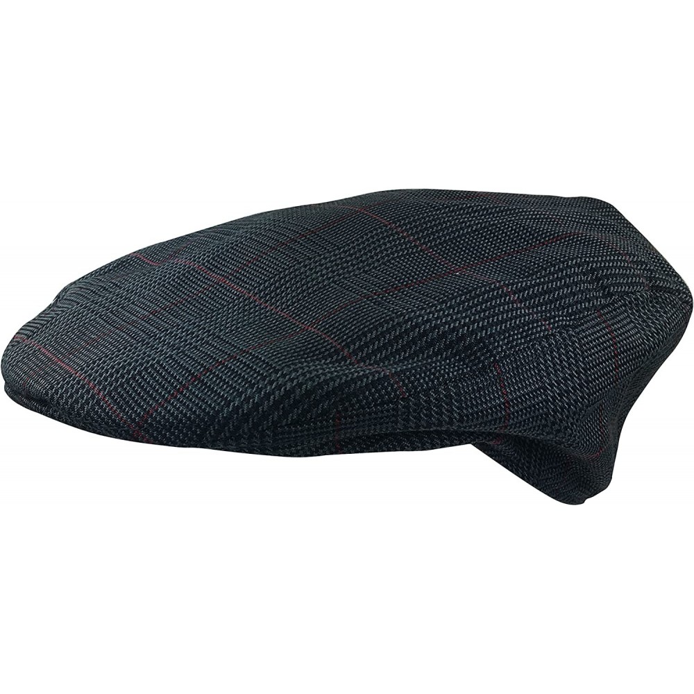 Newsboy Caps Men's Classic Herringbone Tweed Wool Blend Newsboy Ivy Hat - Dark Grey-red Plaid - CO18E8AI9OQ $8.28