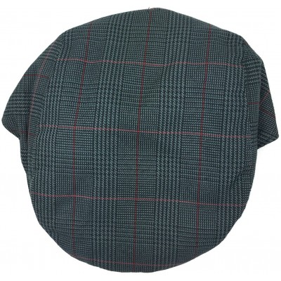 Newsboy Caps Men's Classic Herringbone Tweed Wool Blend Newsboy Ivy Hat - Dark Grey-red Plaid - CO18E8AI9OQ $8.28