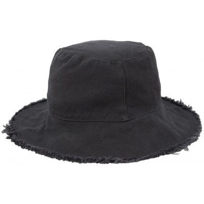 Bucket Hats Unisex Frayed Washed Bucket Hat Foldable Cotton Fisherman Cap Brim Visors Sun Hat - Black1 - CI18CI24MO5 $14.91