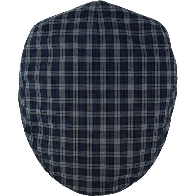 Newsboy Caps Men's Light Weight Cotton Plaid Summer Newsboy Flat Ivy Driving Cap - Navy-gray Check - CV18UK0A0TQ $11.51