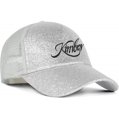 Baseball Caps Kimber-Logo- Glitter Ponytail Hat for Women-Women Messy High Bun Ponytail Trucker Hat Adjustable Mesh Visor - C...