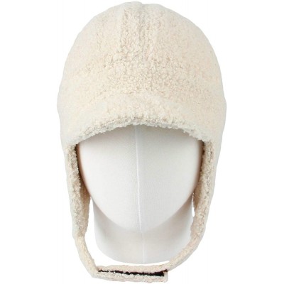 Baseball Caps Visor Ear Flap Hat Winter Fleece Warm Trapper Cap SLT1249 - Ivory - CX1935QKX2U $18.20