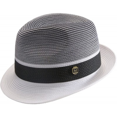 Fedoras Men's Braided Two Tone Pinch Fedora Hat H22 - White - C8183CCHZ8X $54.22