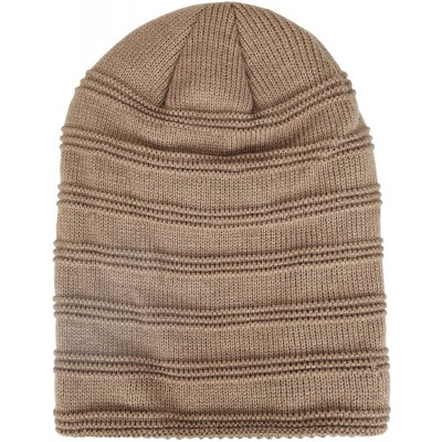 Skullies & Beanies Winter Beanie Hat for Men and Women Warm Knit Hats Slouchy Thick Skull Cap - Stripe-camel - C418L0SE4E6 $1...