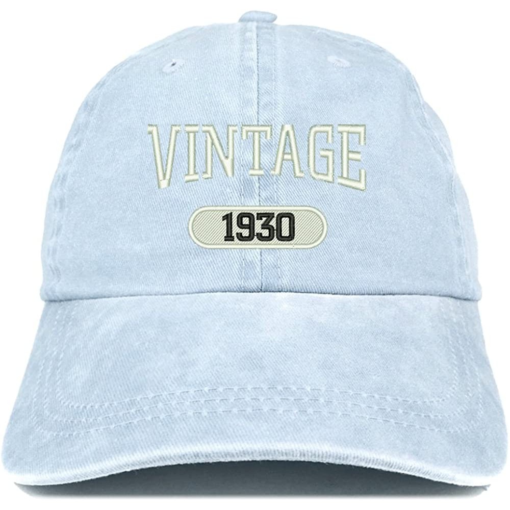 Baseball Caps Vintage 1930 Embroidered 90th Birthday Soft Crown Washed Cotton Cap - Light Blue - CK180WUG0WG $19.62