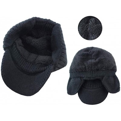 Skullies & Beanies Mens Women Knit Visor Winter Beanie Hat & Fleece Scarf Sets Face Neck Cover & Ear Flap - 6w28-gray - CQ194...
