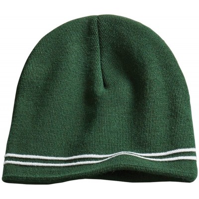 Skullies & Beanies Men's Spectator Beanie - Forest Green/ White - CQ11QDSMK4T $10.60