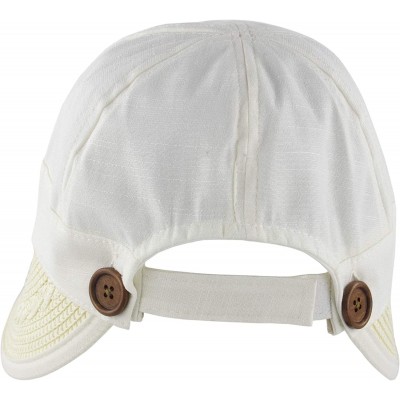 Sun Hats Women's Reversible 2-in-1 Wide Brim Floppy Hat UV Protection Hats for Beach Glof - Beige White - CL18CLX49SA $13.25