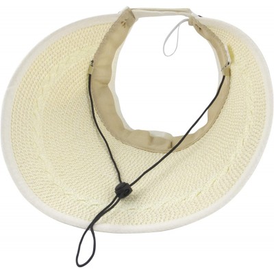 Sun Hats Women's Reversible 2-in-1 Wide Brim Floppy Hat UV Protection Hats for Beach Glof - Beige White - CL18CLX49SA $13.25