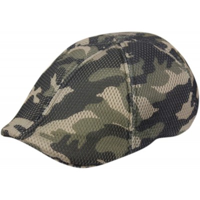 Newsboy Caps Men's 6 Panel Linen Duckbill Ivy Hat - Camo Green - C9196WSGHIC $18.03