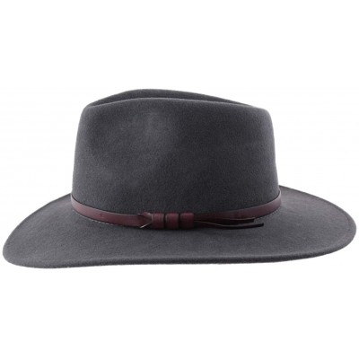 Fedoras Classique Large Wool Felt Fedora Hat Packable Water Repellent Wide Brim - Anthracite - CS187NHHZTO $42.74