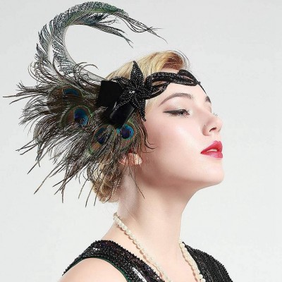 Headbands Women Roaring 20's Feather Headband- Retro Gatsby Flapper Headpiece for 1920s Party Wedding Event Family Reunion - ...