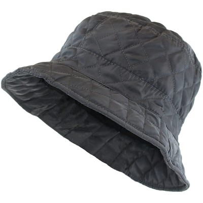 Rain Hats Foldable Water Repellent Quilted Rain Hat w/ Adjustable Drawstring- Bucket Cap - Gray - C4126XOV0HP $27.67