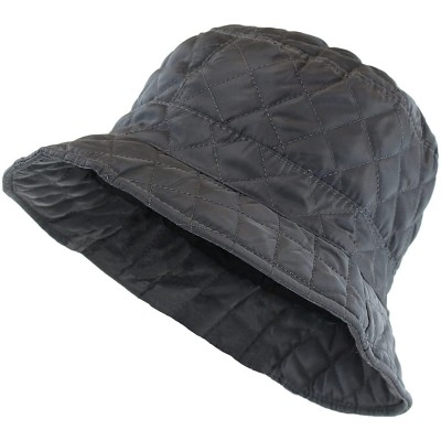 Rain Hats Foldable Water Repellent Quilted Rain Hat w/ Adjustable Drawstring- Bucket Cap - Gray - C4126XOV0HP $14.19