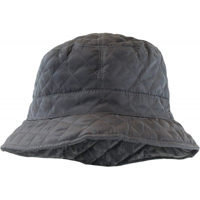 Rain Hats Foldable Water Repellent Quilted Rain Hat w/ Adjustable Drawstring- Bucket Cap - Gray - C4126XOV0HP $14.19