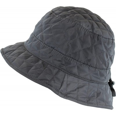 Rain Hats Foldable Water Repellent Quilted Rain Hat w/ Adjustable Drawstring- Bucket Cap - Gray - C4126XOV0HP $14.19