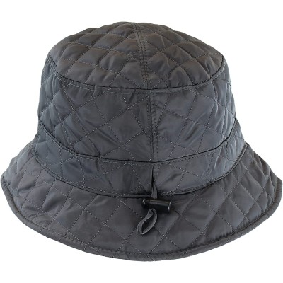 Rain Hats Foldable Water Repellent Quilted Rain Hat w/ Adjustable Drawstring- Bucket Cap - Gray - C4126XOV0HP $14.19