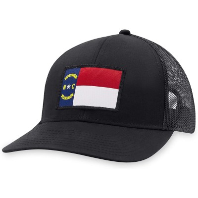 Baseball Caps North Carolina Flag Hat - Trucker Mesh Snapback Baseball Cap - Black - CS18M7SCY4N $15.07