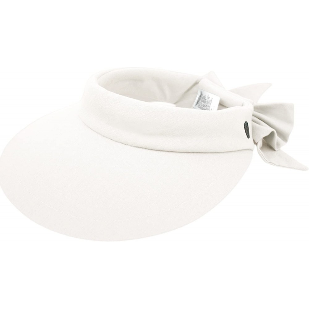 Visors Sun Protection UPF UV Wide Big Brim Linen Cotton Beach Pool Visor Cap Hat - White - CB182H0WU07 $20.20