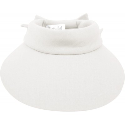 Visors Sun Protection UPF UV Wide Big Brim Linen Cotton Beach Pool Visor Cap Hat - White - CB182H0WU07 $20.20