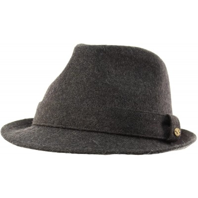 Fedoras Men's 100% Soft Wool Winter Fall Derby Fedora Trilby Classy Hat - Charcoal - CB12MZD1YEX $14.49
