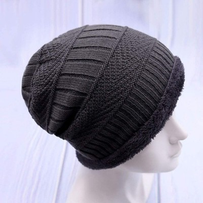 Skullies & Beanies Men's Women Beanie Winter Hat Scarf Set Warm Knit Hat Thick Outdoors Ski Beanies Hat for Winter - Gray - C...