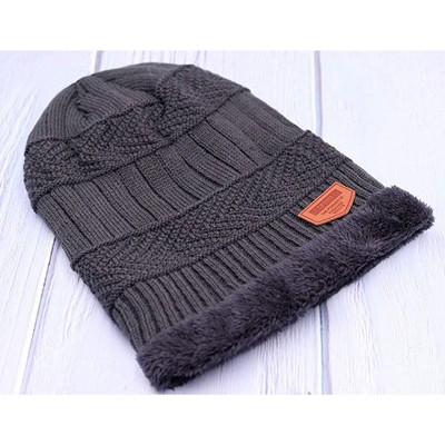 Skullies & Beanies Men's Women Beanie Winter Hat Scarf Set Warm Knit Hat Thick Outdoors Ski Beanies Hat for Winter - Gray - C...