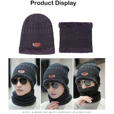 Skullies & Beanies Men's Women Beanie Winter Hat Scarf Set Warm Knit Hat Thick Outdoors Ski Beanies Hat for Winter - Gray - C...