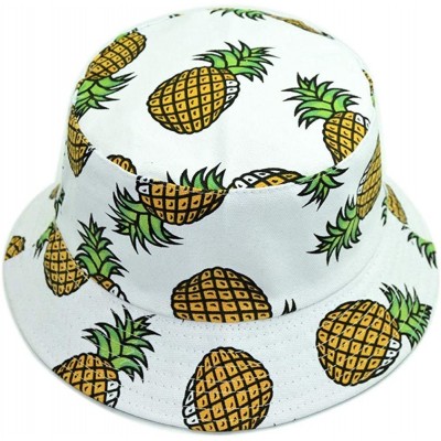 Bucket Hats Fruit Pattern Bucket Hat Summer Fisherman Cap Hawaii Sun Hat for Men Womens - Pineapple White - C518OHHZRQA $8.56