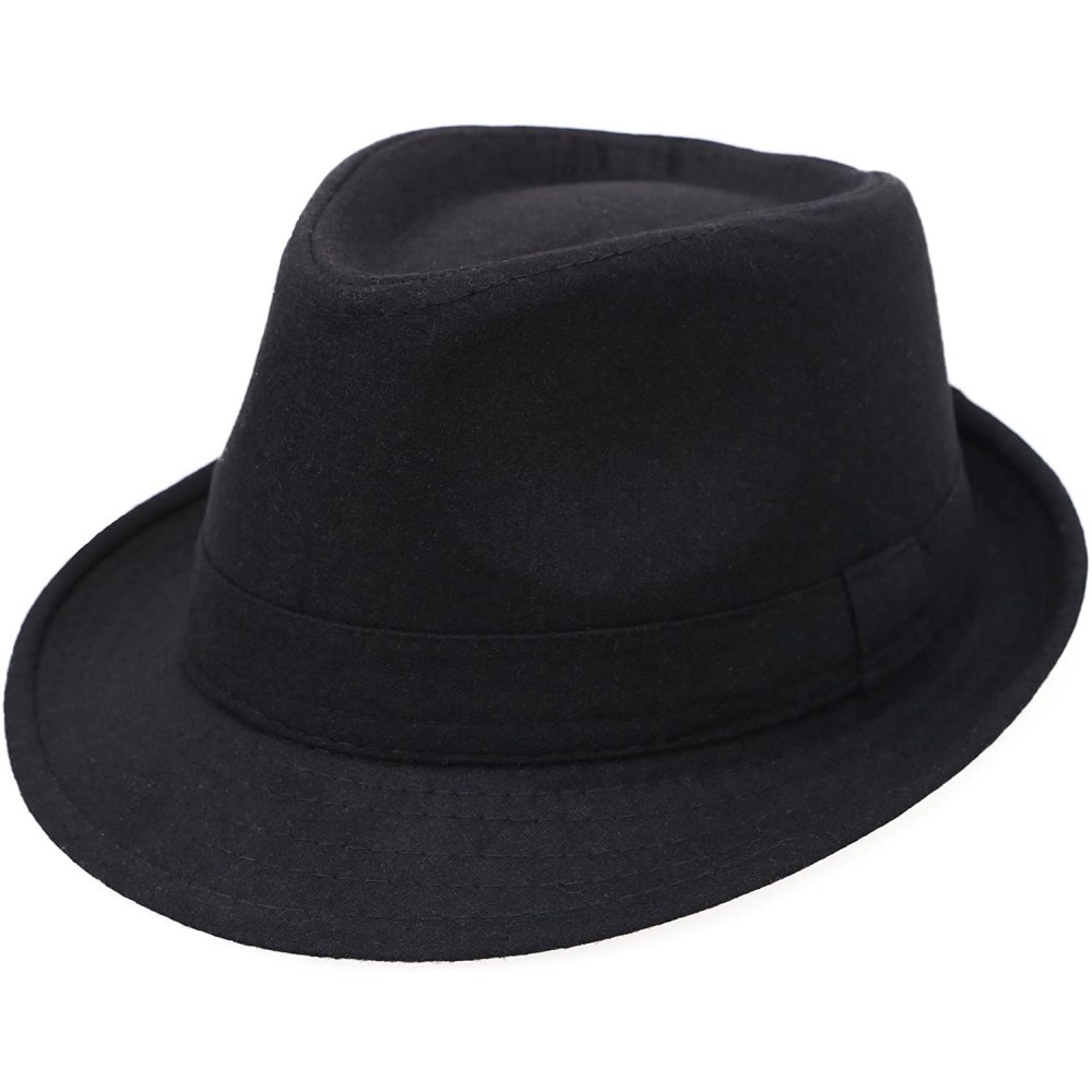 Fedoras Men/Women's Wool Blend Fedora Hat - Black - CG1843RCHS4 $14.05