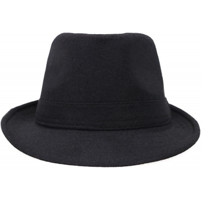 Fedoras Men/Women's Wool Blend Fedora Hat - Black - CG1843RCHS4 $14.05