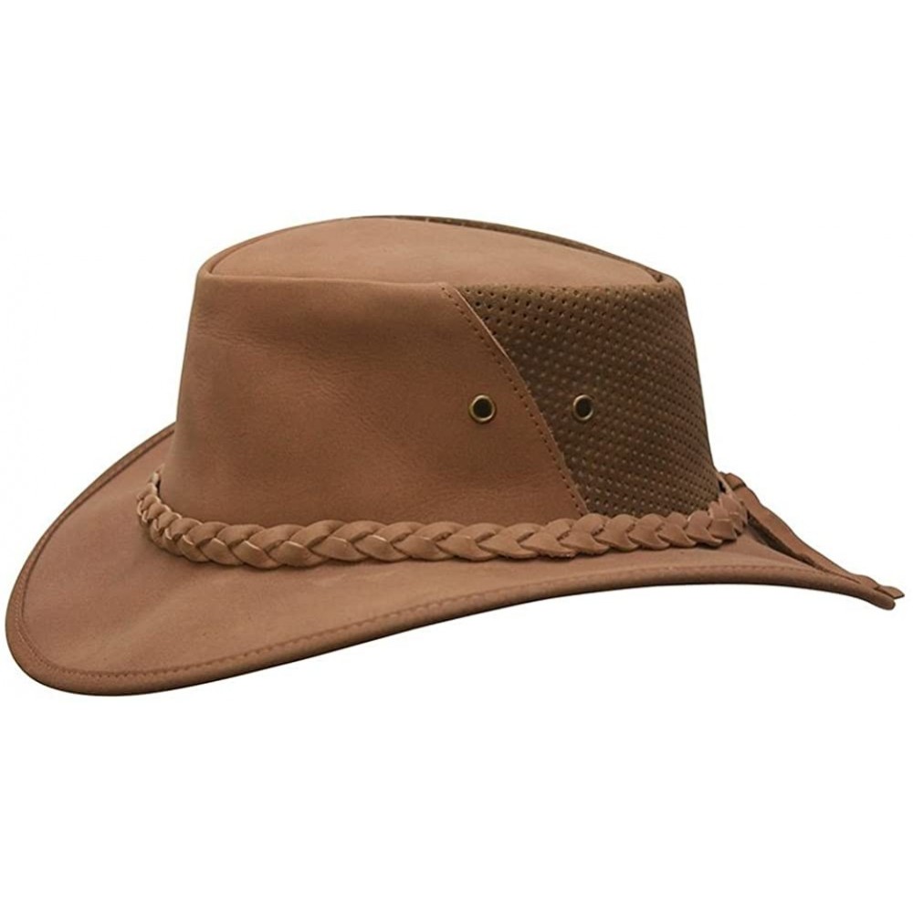 Sun Hats Men's Down Under Leather Breezer Hat- Dark - Clay - CD11DXLCMXN $35.08