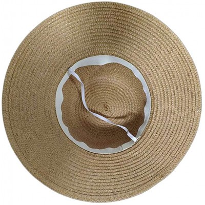 Sun Hats Beach Sun Hat for Women Summer Straw Caps Foldable Roll up with Decorative Bow - Beige - C218REIC0OR $14.46