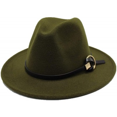 Fedoras Fedoras Hats for Women Men Felt Metal Belt Trilby Hats Wide Brim Adjustable Fedora Jazz Hat Caps - Camel - C818NRRA4S...